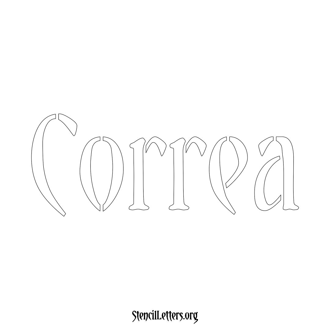 Correa name stencil in Vintage Brush Lettering