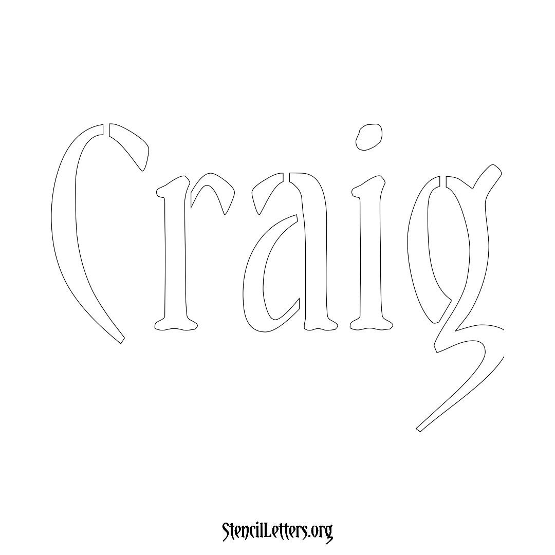 Craig name stencil in Vintage Brush Lettering