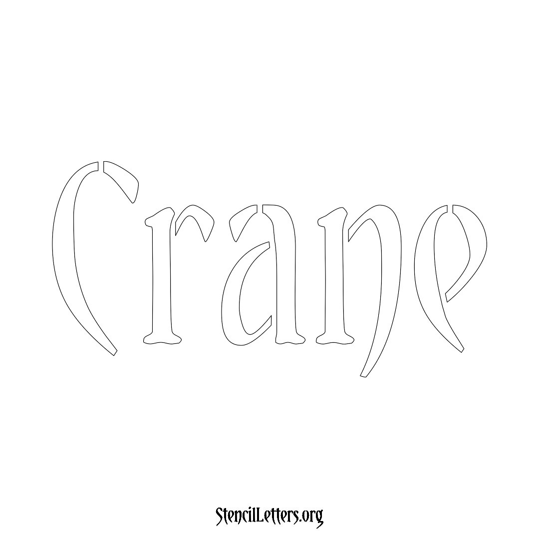 Crane name stencil in Vintage Brush Lettering