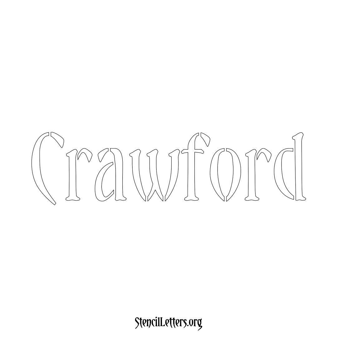 Crawford name stencil in Vintage Brush Lettering