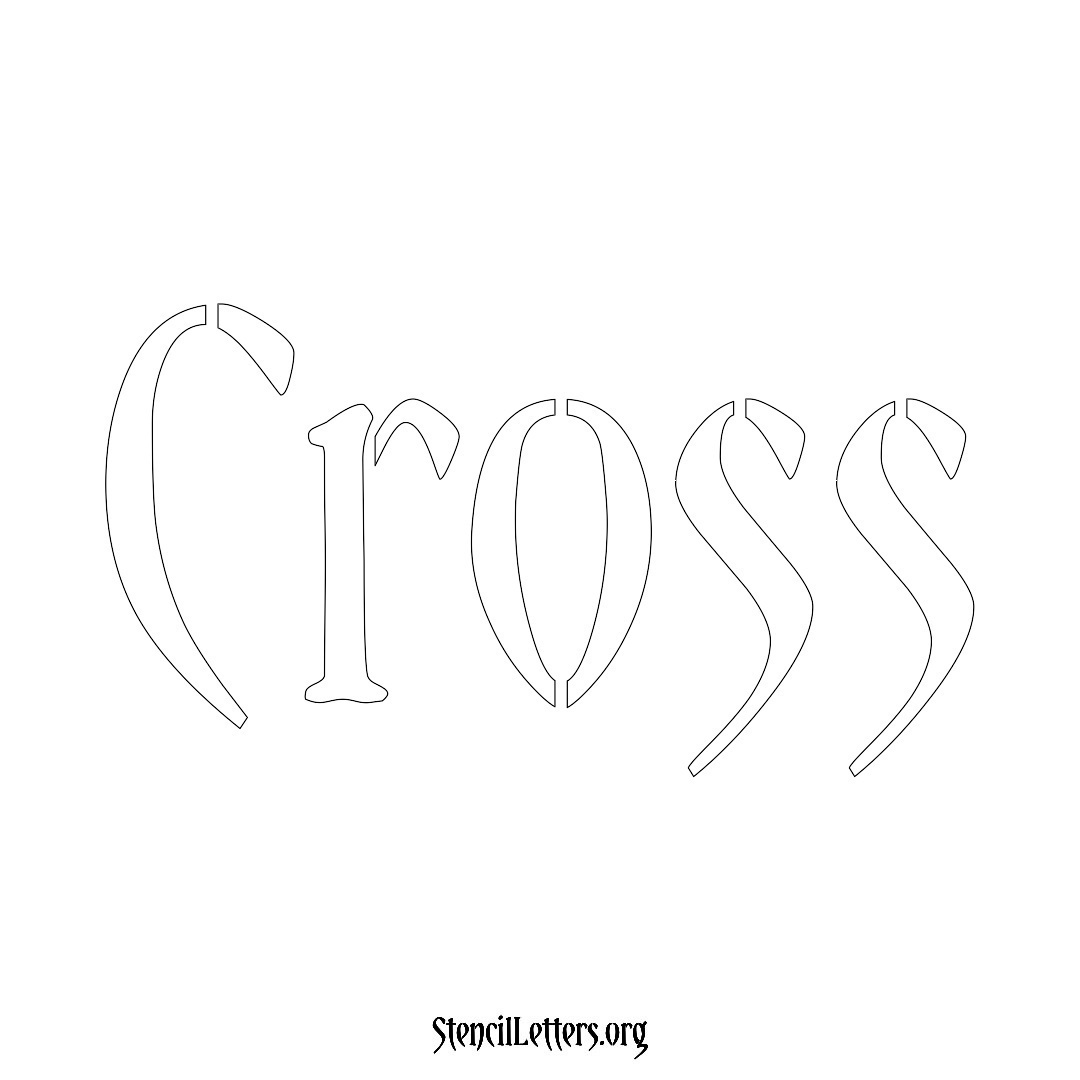 Cross name stencil in Vintage Brush Lettering