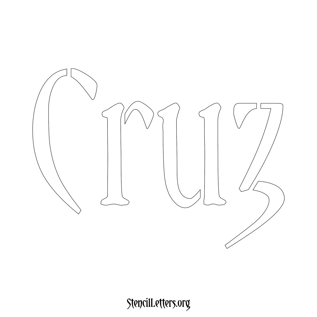 Cruz name stencil in Vintage Brush Lettering