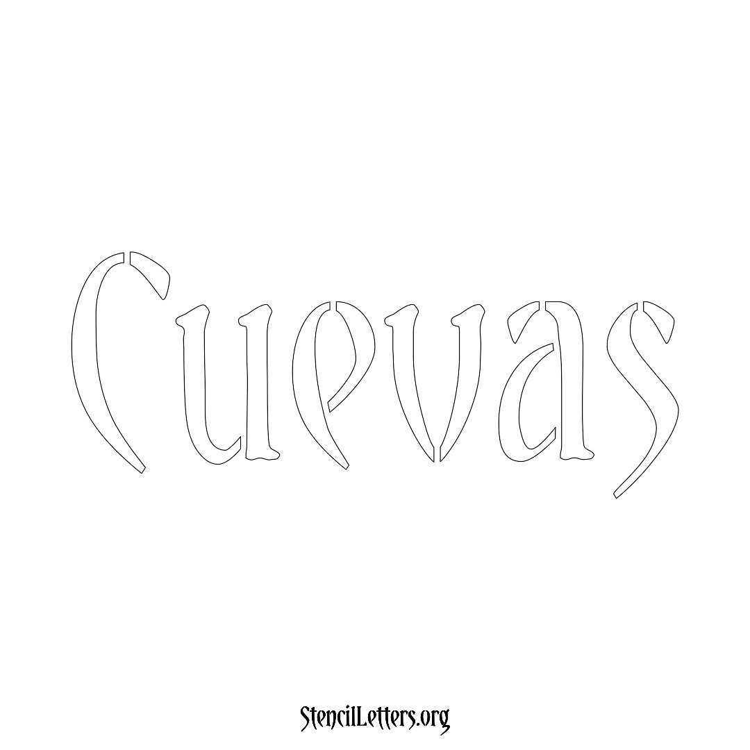 Cuevas name stencil in Vintage Brush Lettering