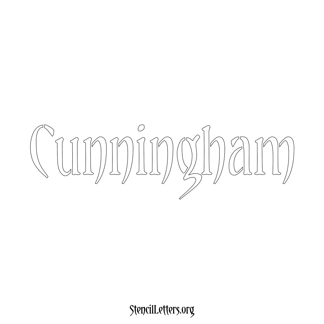 Cunningham name stencil in Vintage Brush Lettering