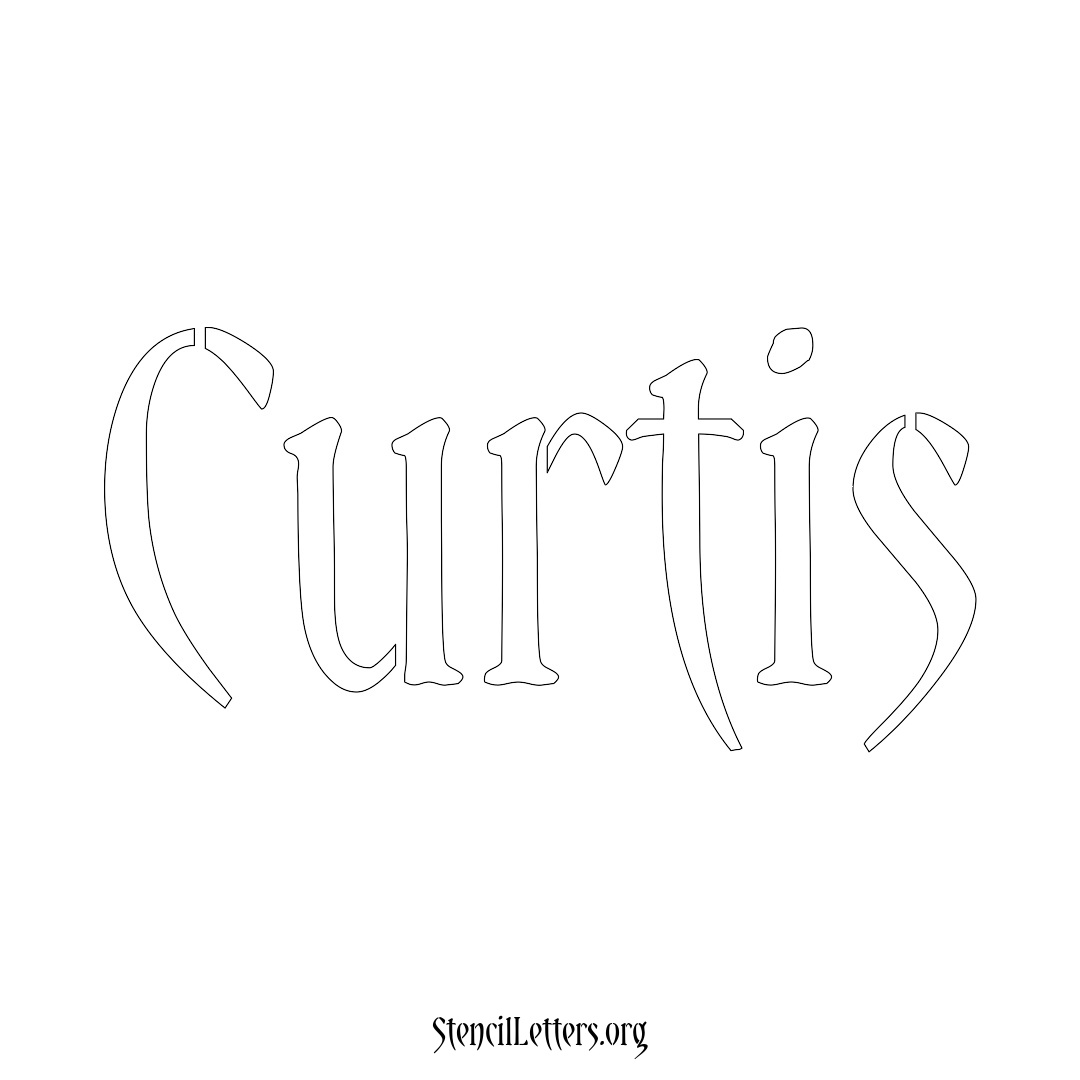 Curtis name stencil in Vintage Brush Lettering