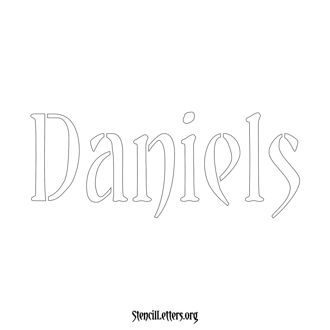 Daniels name stencil in Vintage Brush Lettering