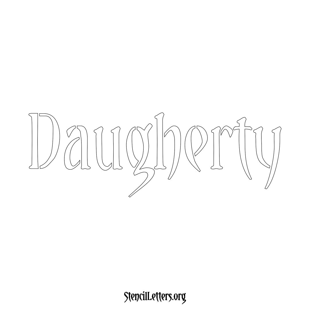 Daugherty name stencil in Vintage Brush Lettering