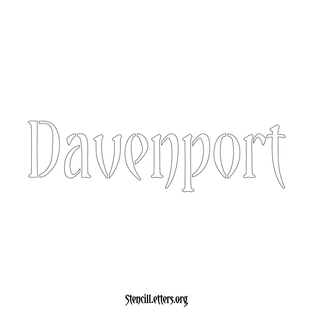 Davenport name stencil in Vintage Brush Lettering