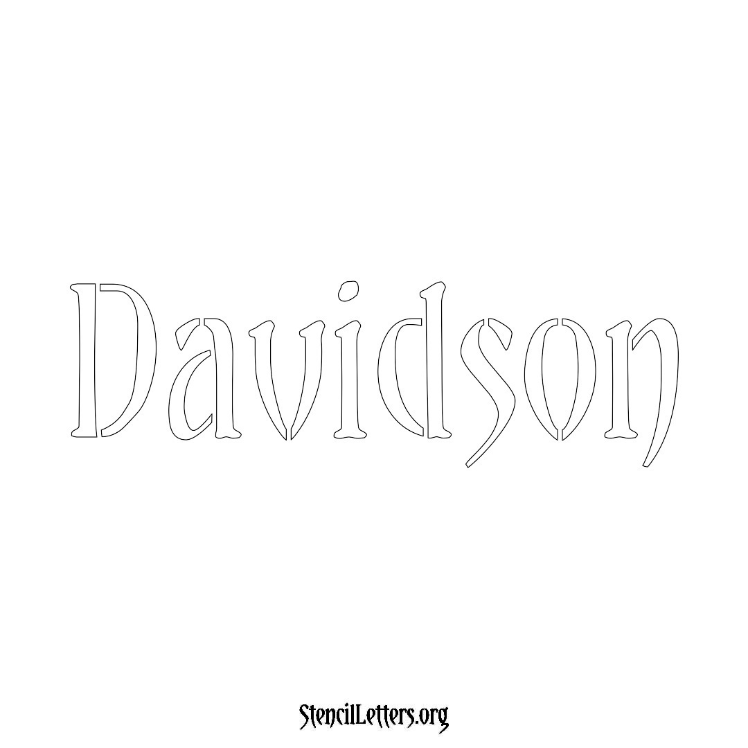 Davidson name stencil in Vintage Brush Lettering