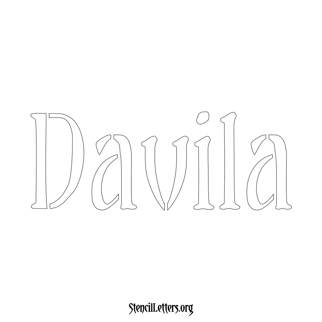 Davila name stencil in Vintage Brush Lettering