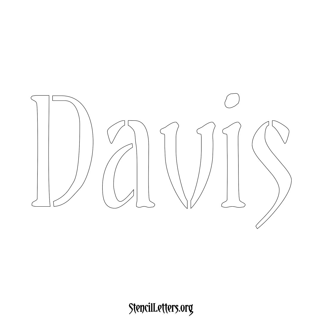 Davis name stencil in Vintage Brush Lettering