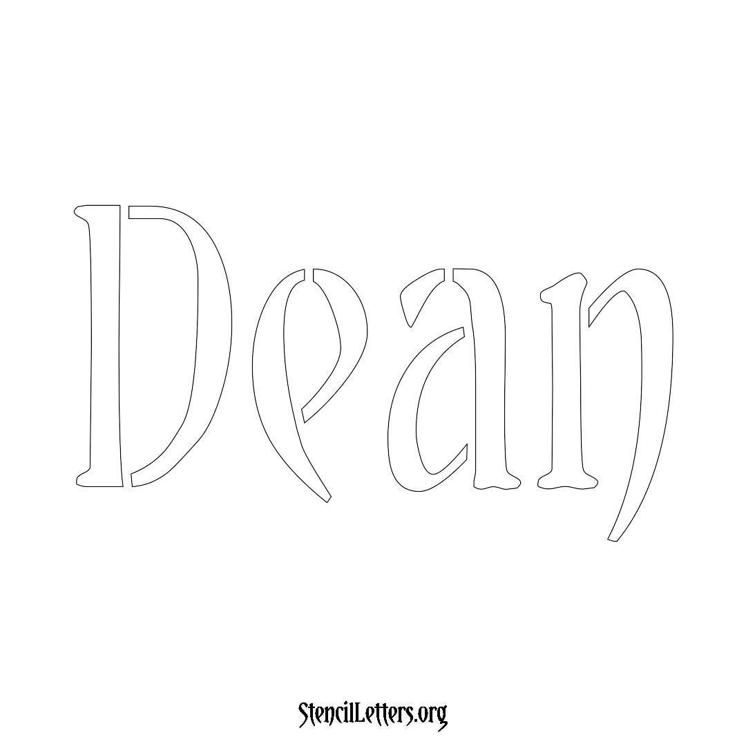 Dean name stencil in Vintage Brush Lettering