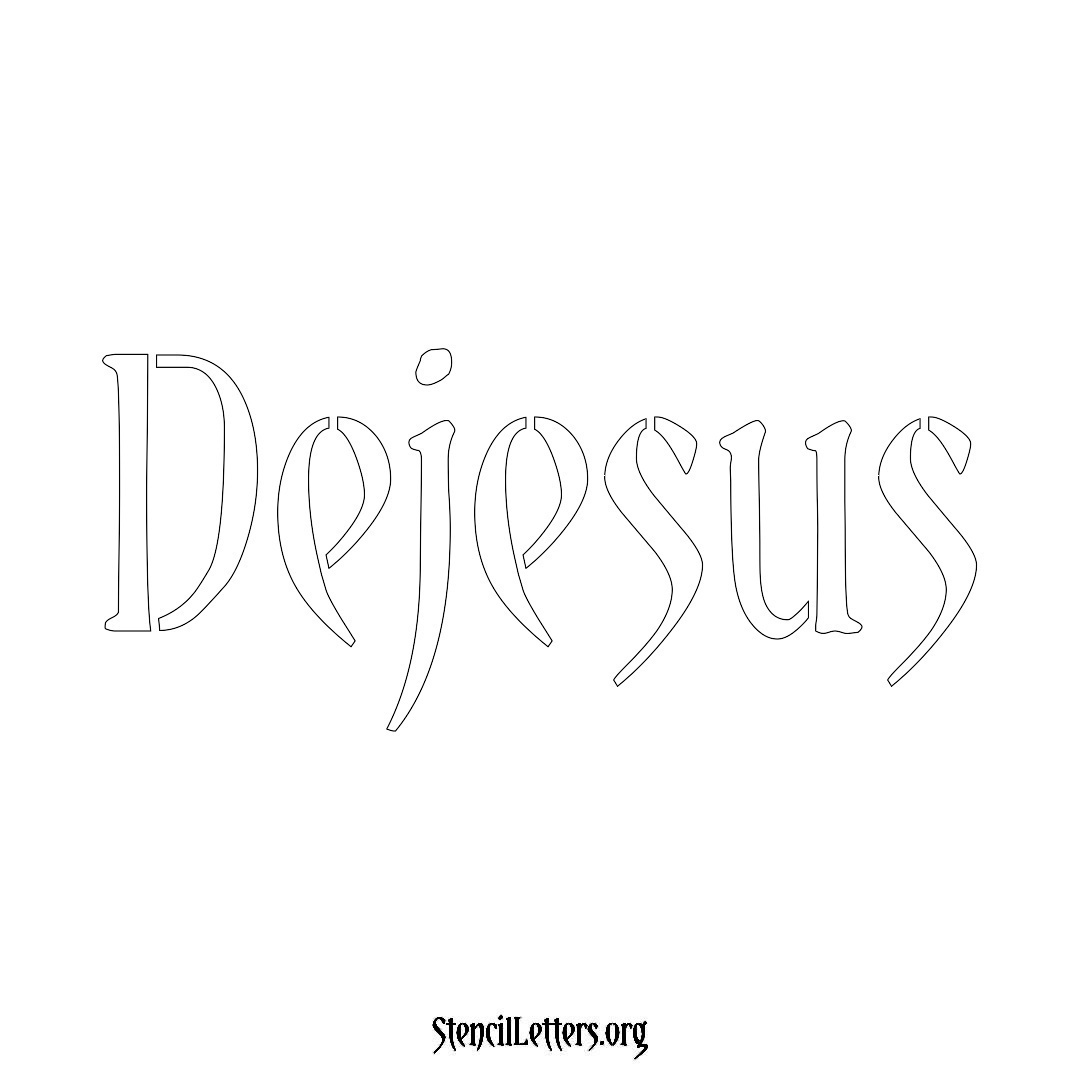 Dejesus name stencil in Vintage Brush Lettering