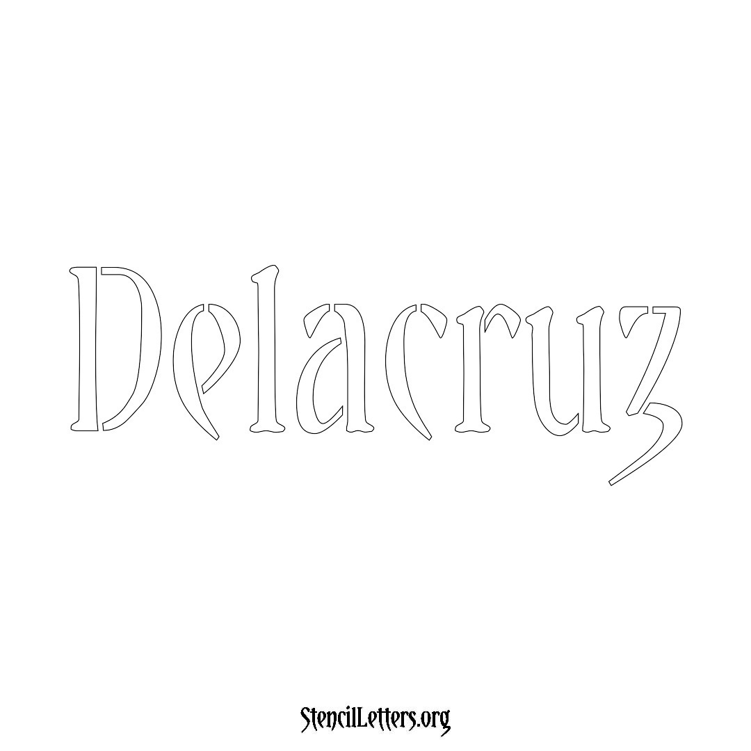 Delacruz name stencil in Vintage Brush Lettering