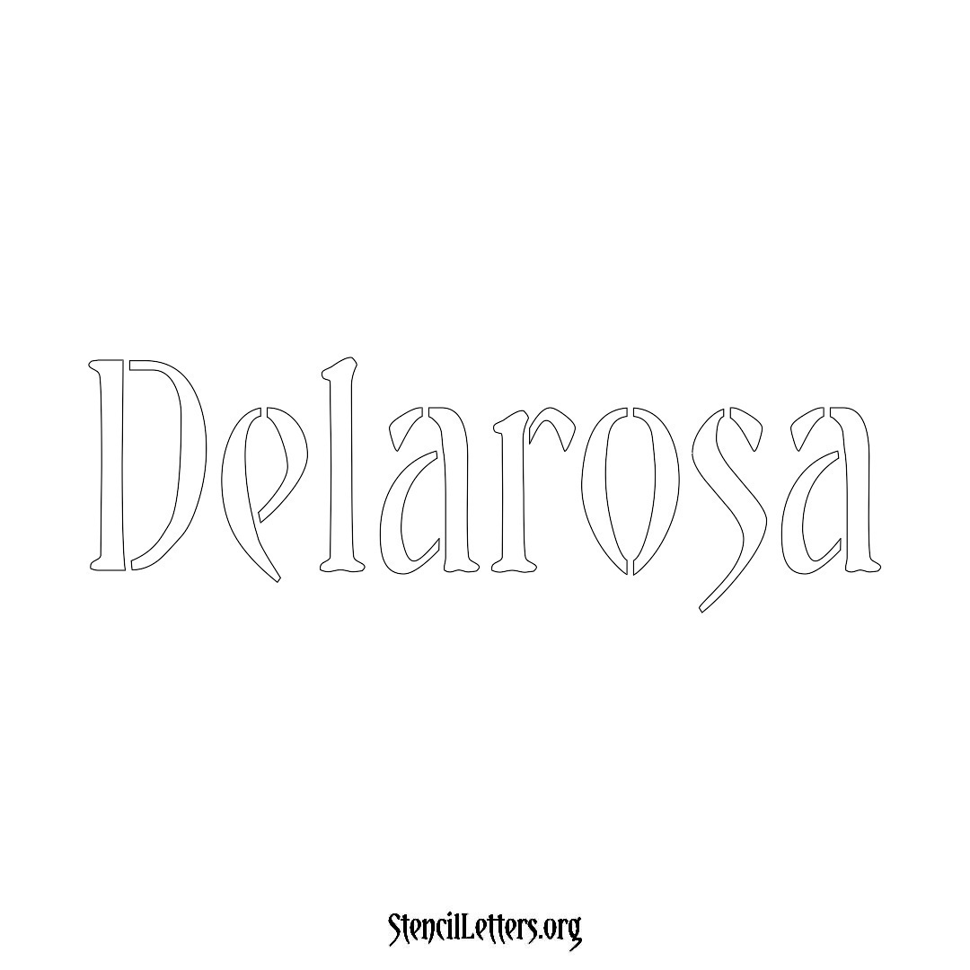 Delarosa name stencil in Vintage Brush Lettering