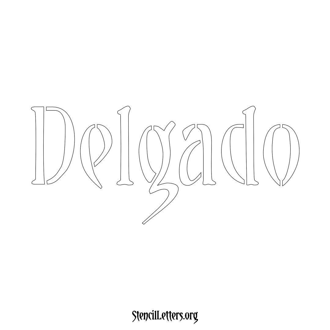 Delgado name stencil in Vintage Brush Lettering