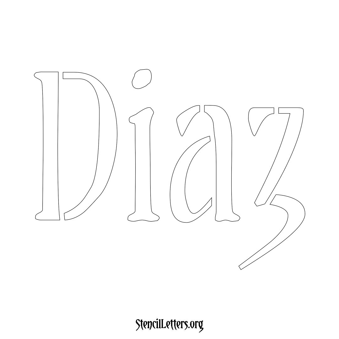 Diaz name stencil in Vintage Brush Lettering