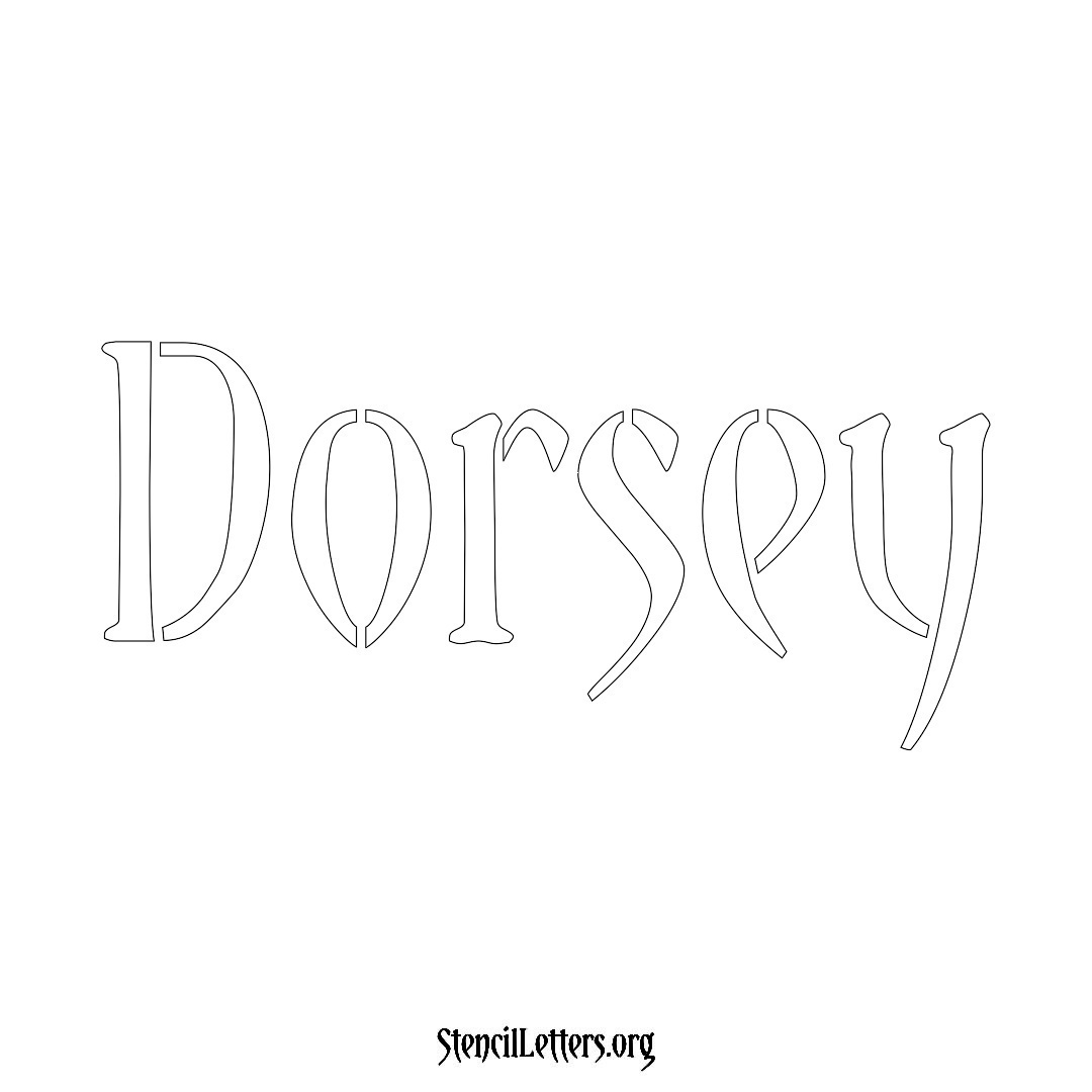 Dorsey name stencil in Vintage Brush Lettering