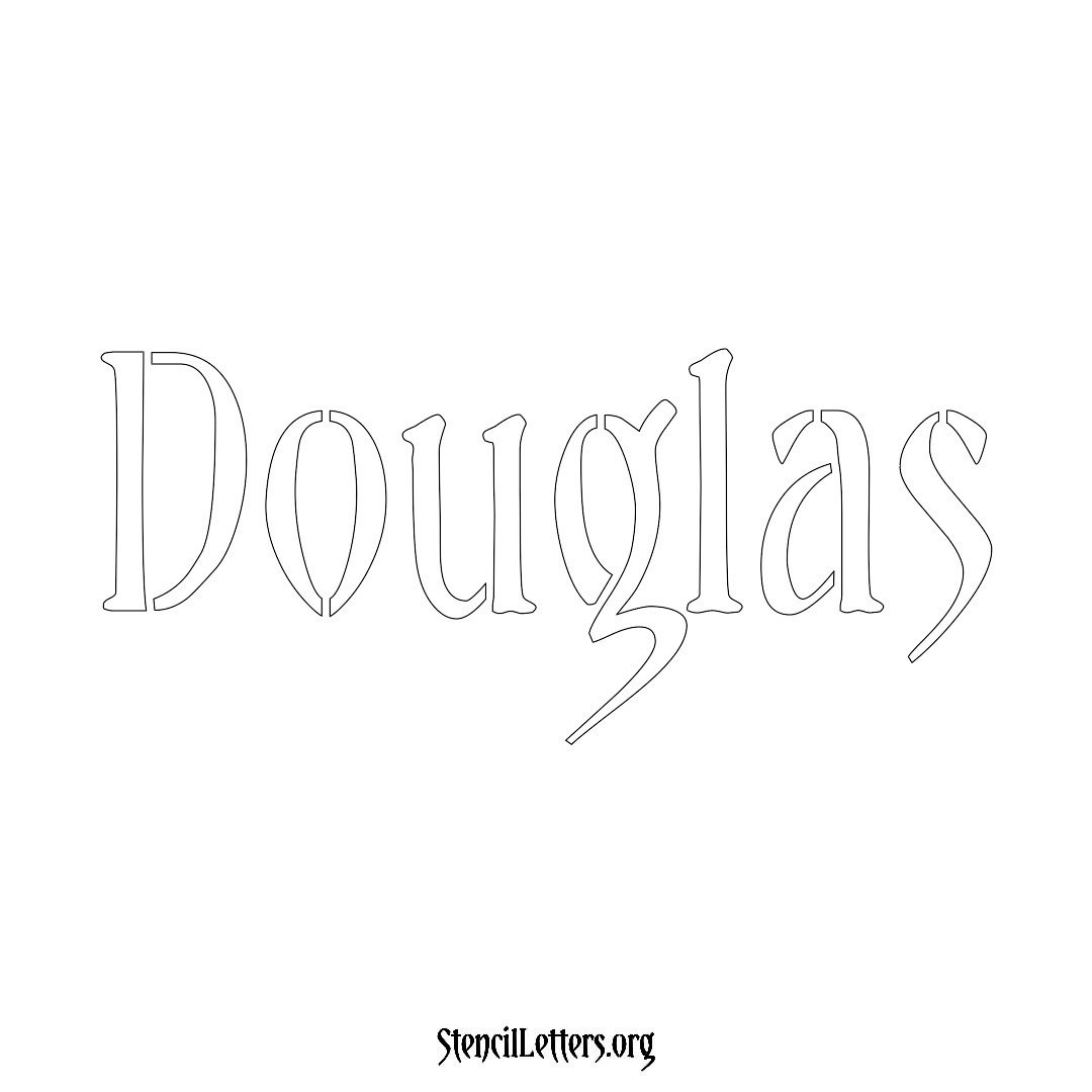 Douglas name stencil in Vintage Brush Lettering