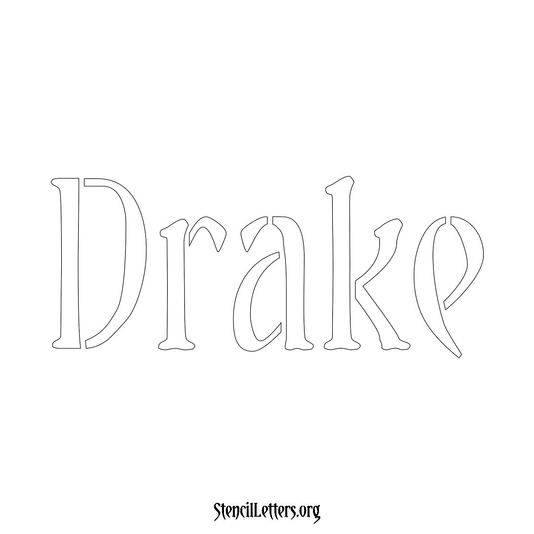 Drake name stencil in Vintage Brush Lettering