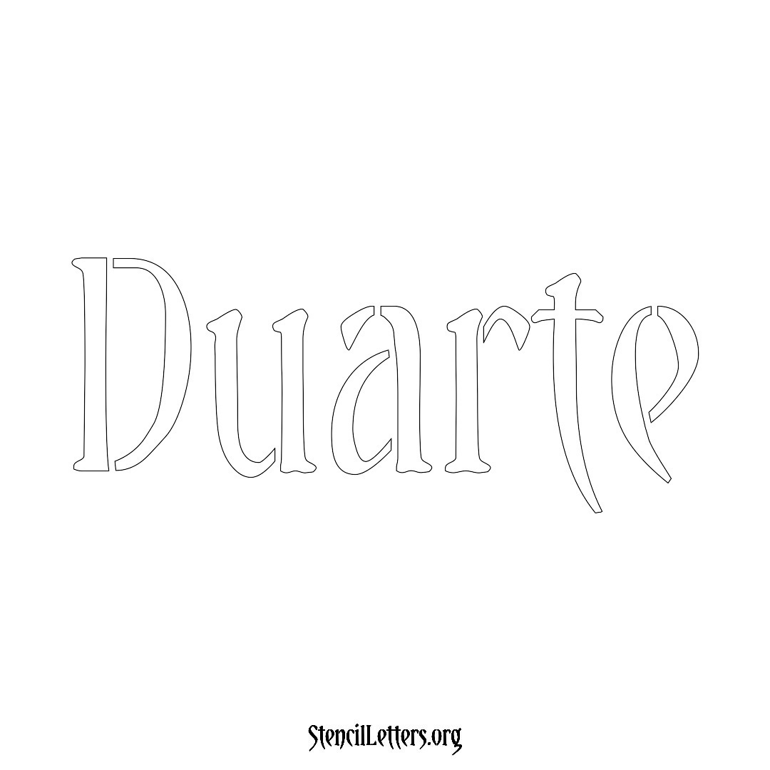 Duarte name stencil in Vintage Brush Lettering