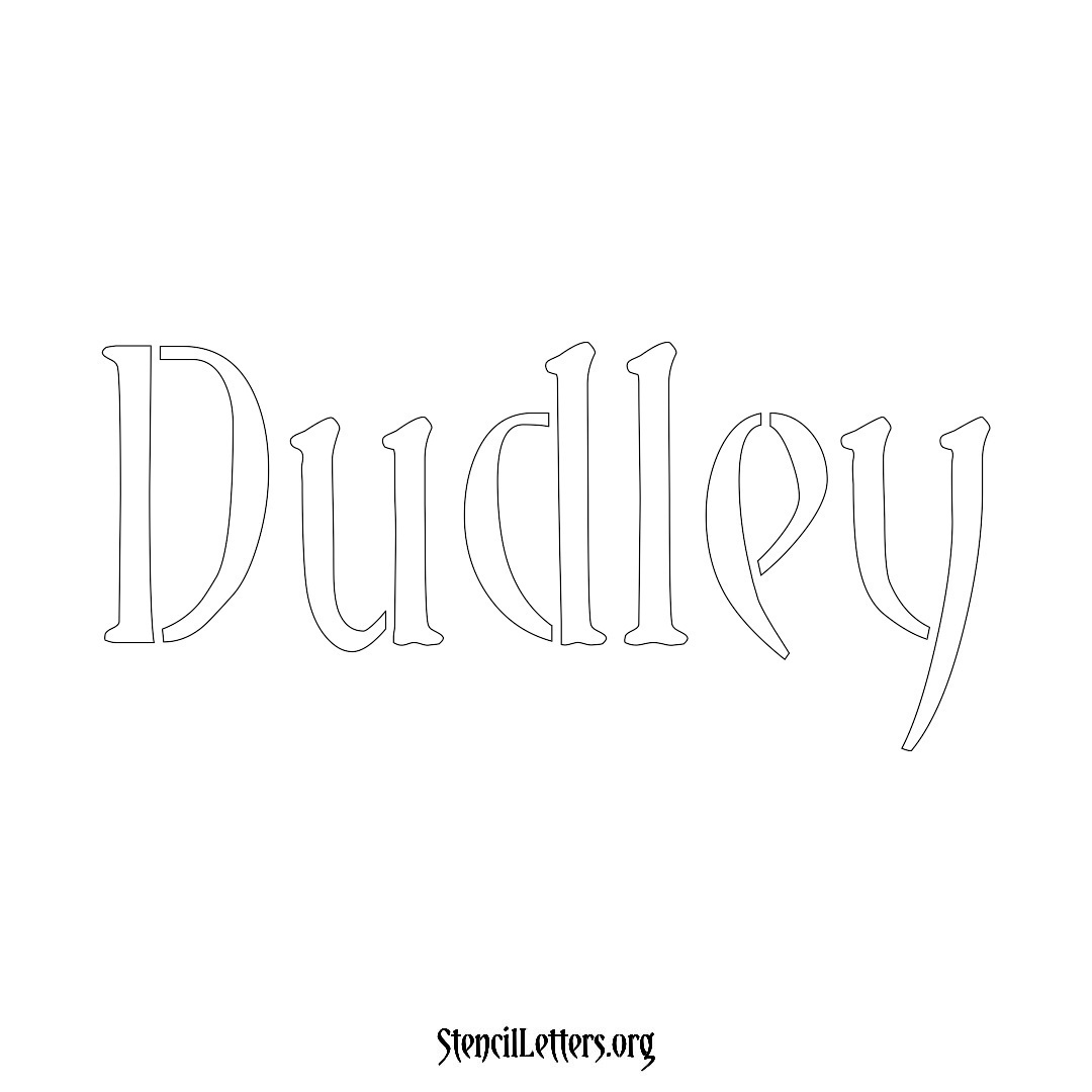 Dudley name stencil in Vintage Brush Lettering