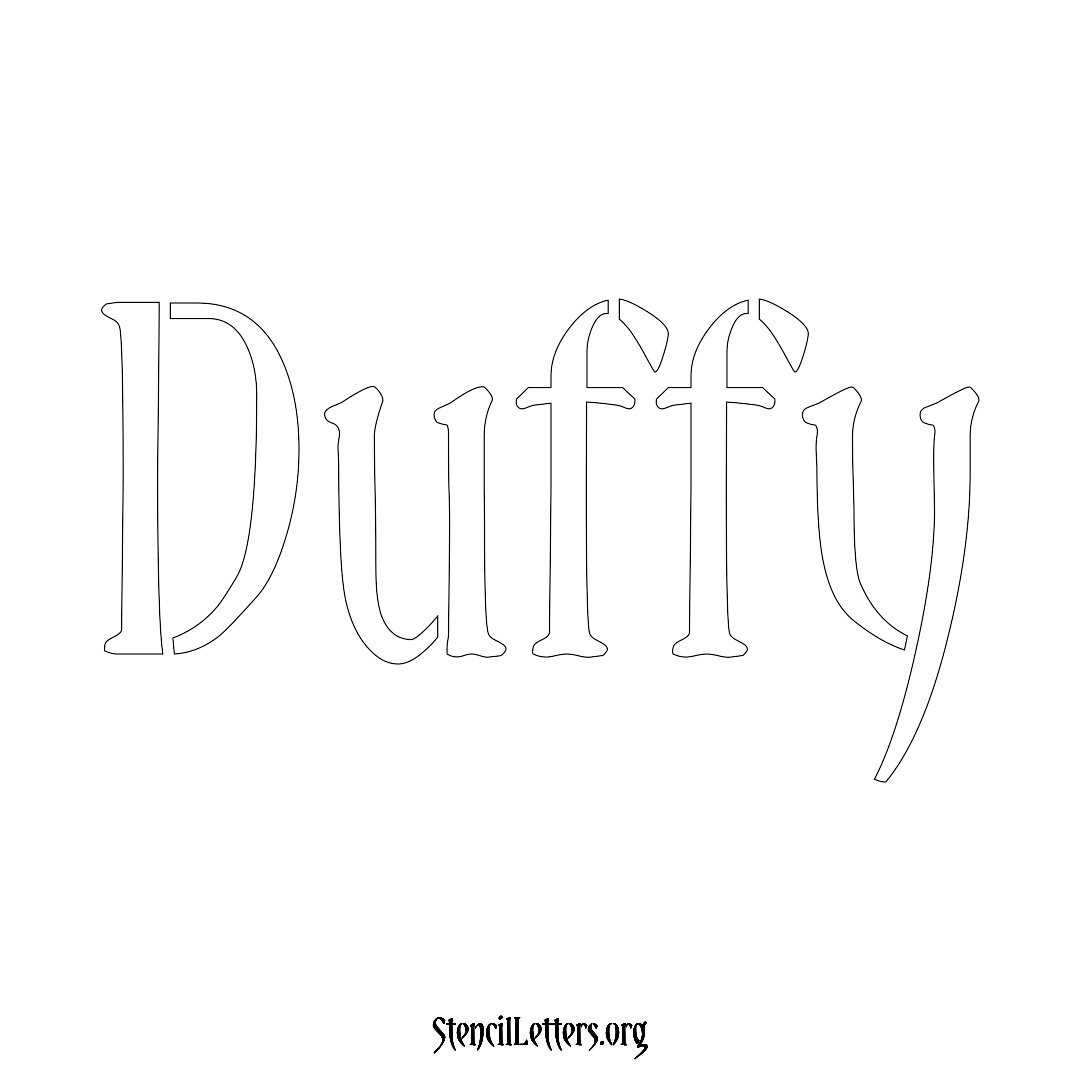 Duffy name stencil in Vintage Brush Lettering