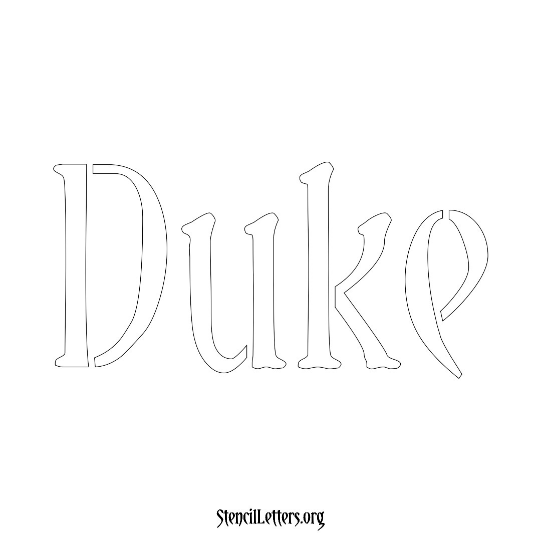 Duke name stencil in Vintage Brush Lettering