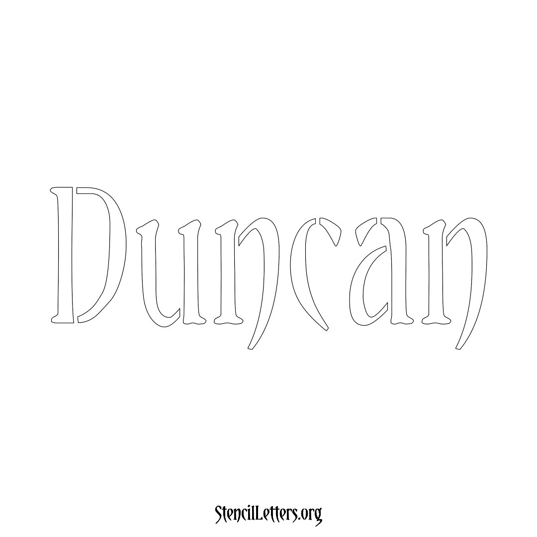 Duncan name stencil in Vintage Brush Lettering