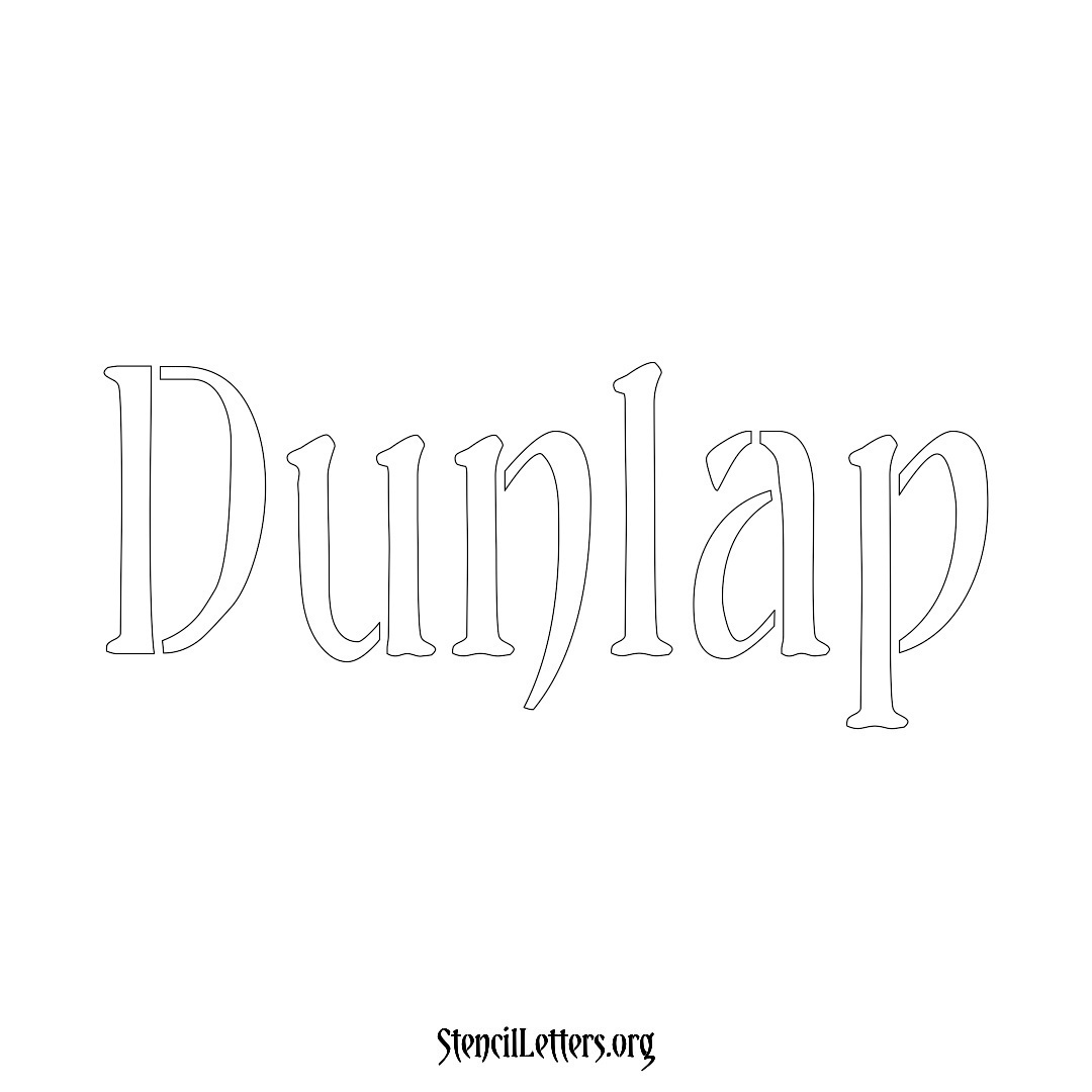 Dunlap name stencil in Vintage Brush Lettering