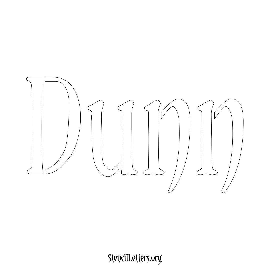 Dunn name stencil in Vintage Brush Lettering