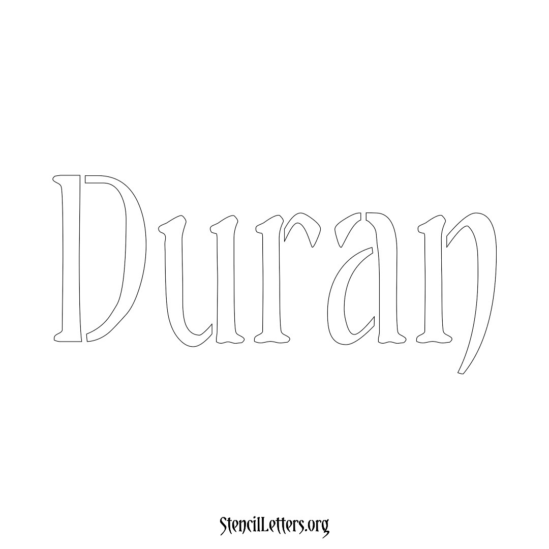 Duran name stencil in Vintage Brush Lettering