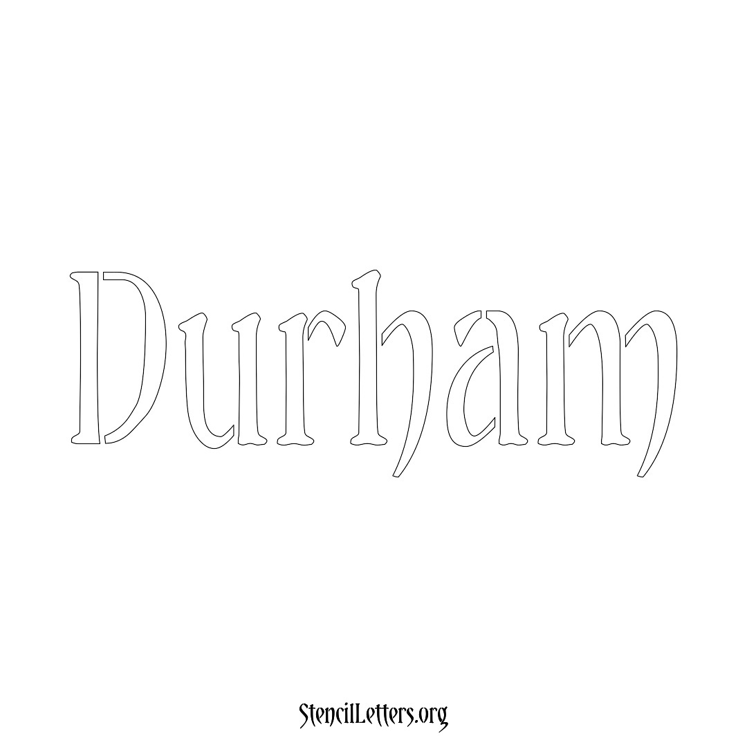 Durham name stencil in Vintage Brush Lettering