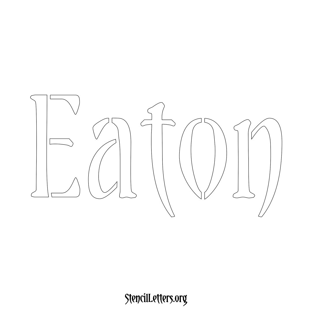 Eaton name stencil in Vintage Brush Lettering