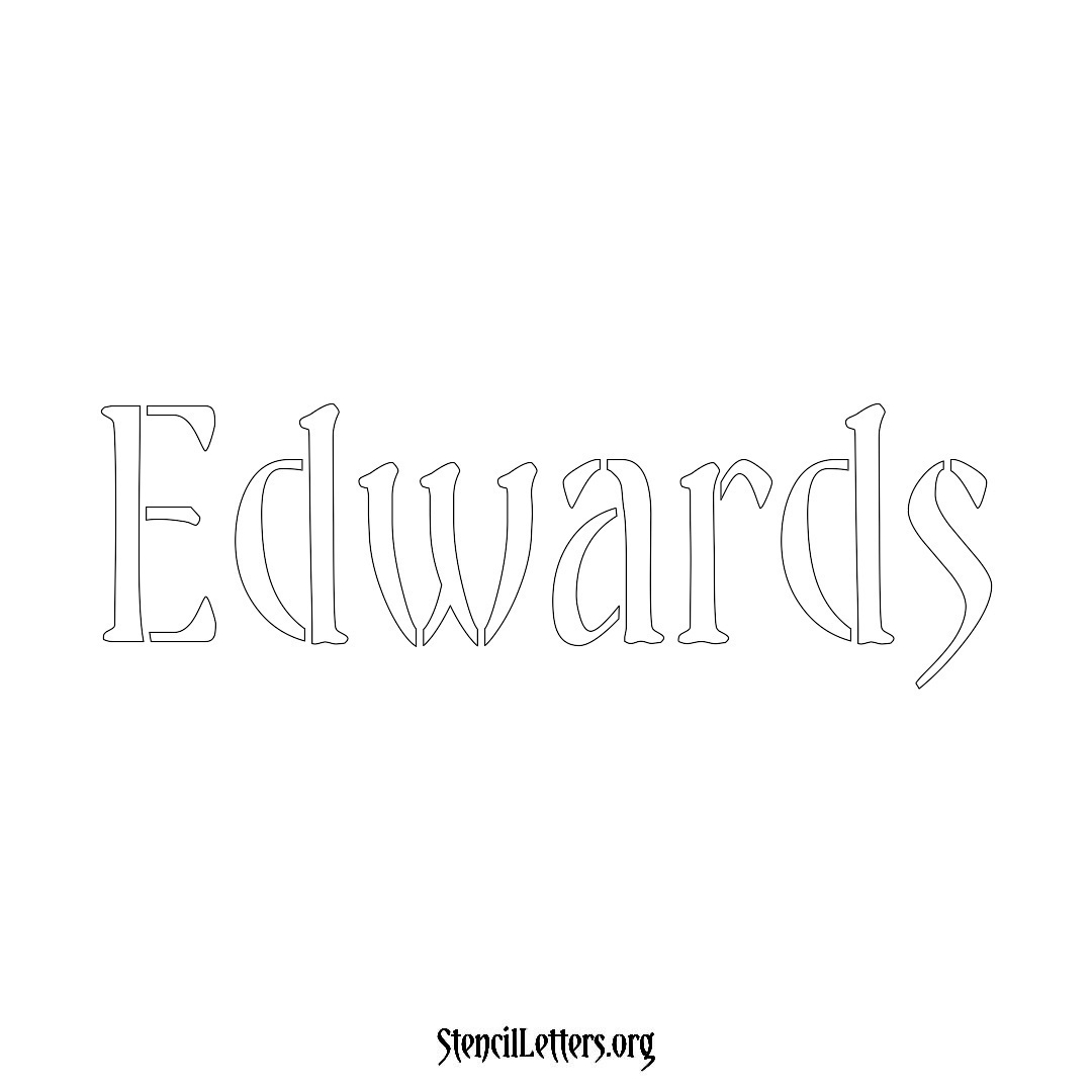 Edwards name stencil in Vintage Brush Lettering