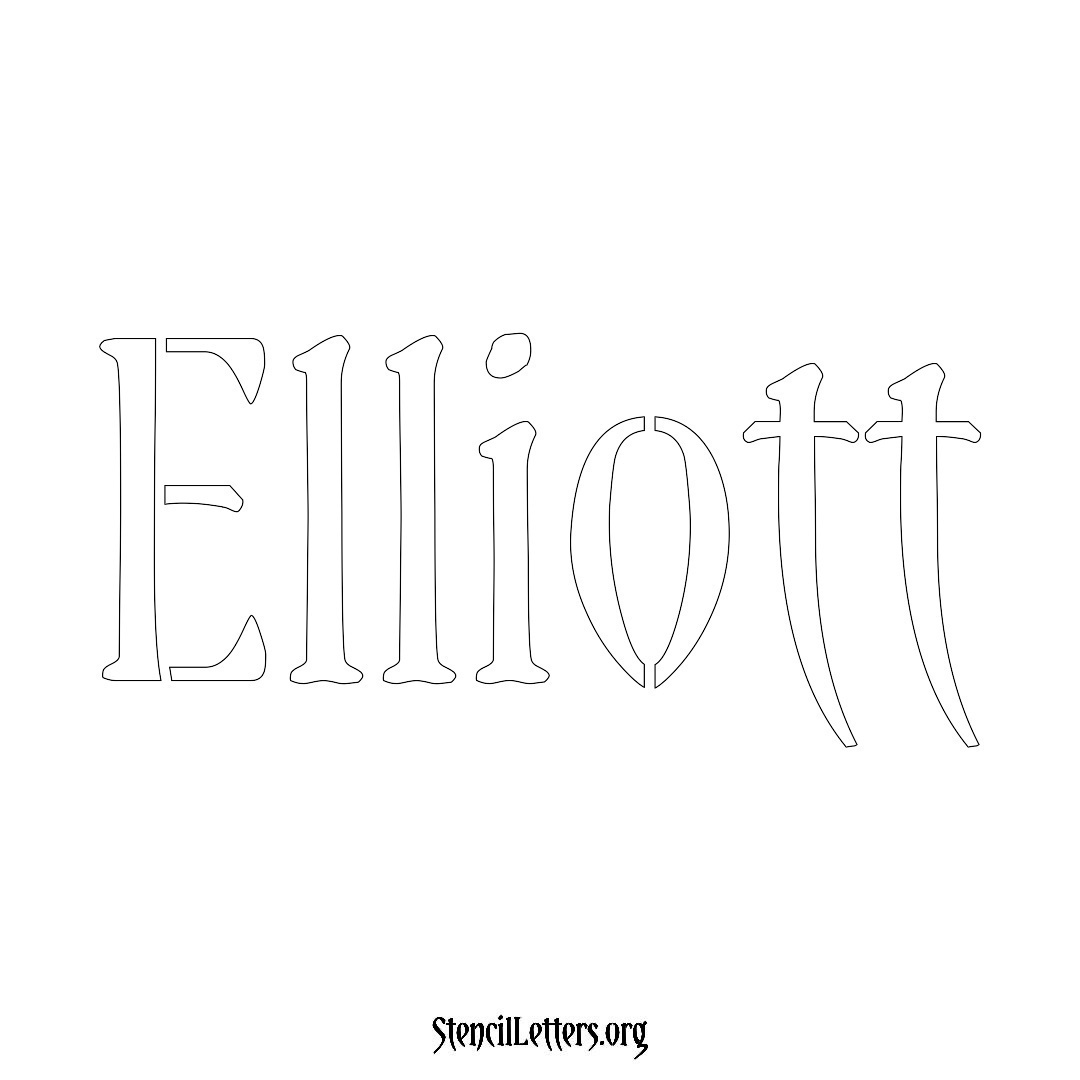 Elliott name stencil in Vintage Brush Lettering