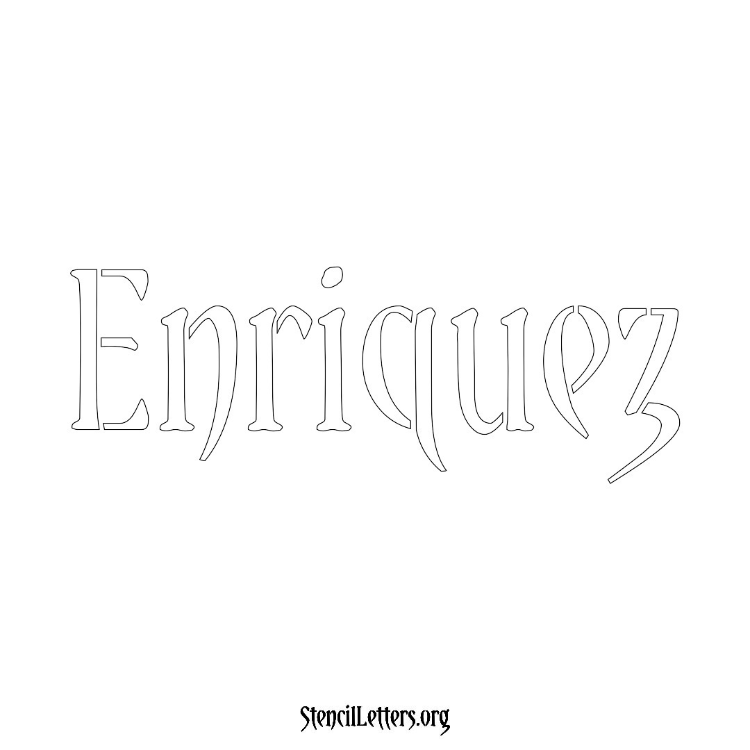 Enriquez name stencil in Vintage Brush Lettering