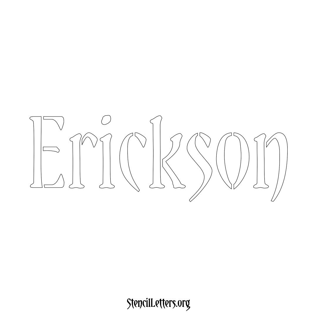 Erickson name stencil in Vintage Brush Lettering