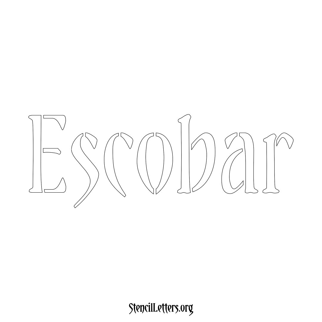 Escobar name stencil in Vintage Brush Lettering