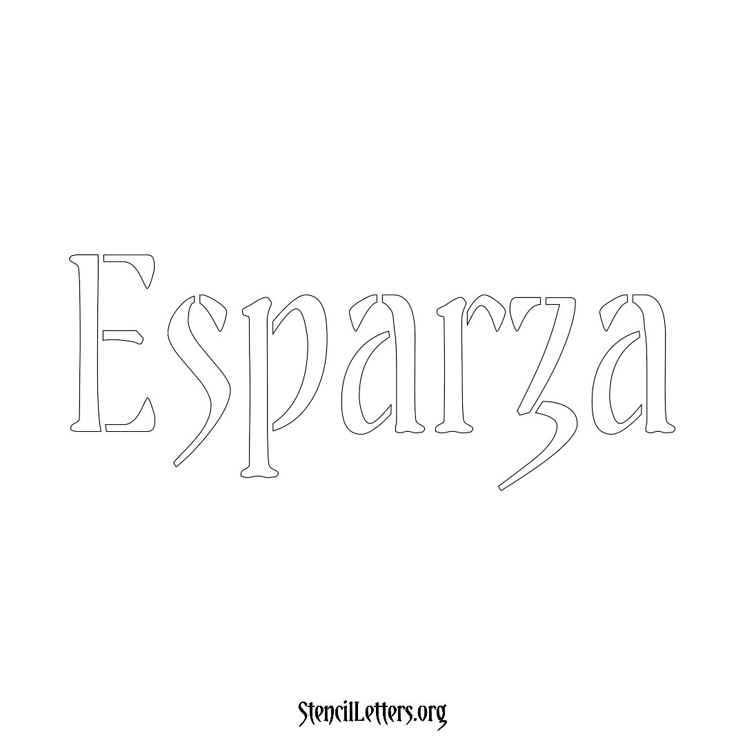 Esparza name stencil in Vintage Brush Lettering