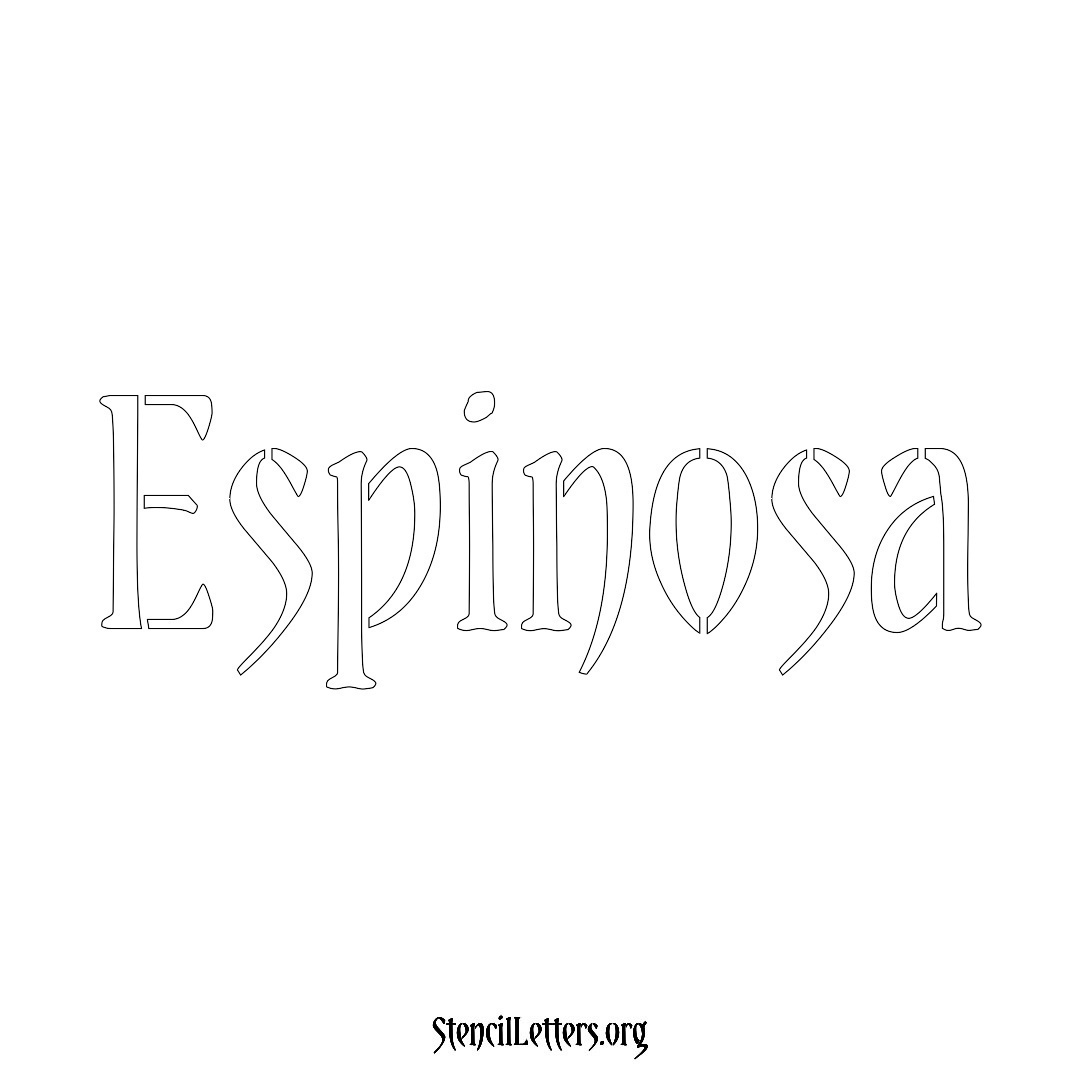 Espinosa name stencil in Vintage Brush Lettering