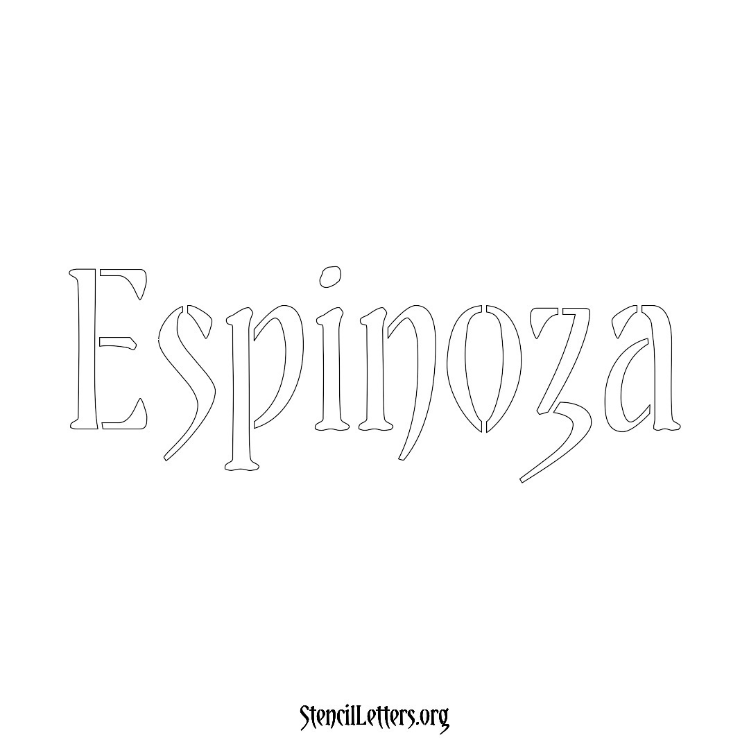 Espinoza name stencil in Vintage Brush Lettering