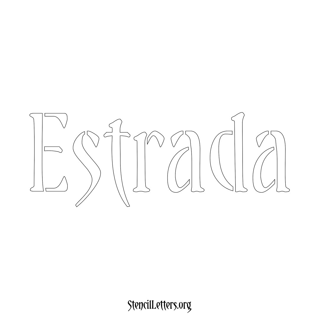 Estrada name stencil in Vintage Brush Lettering