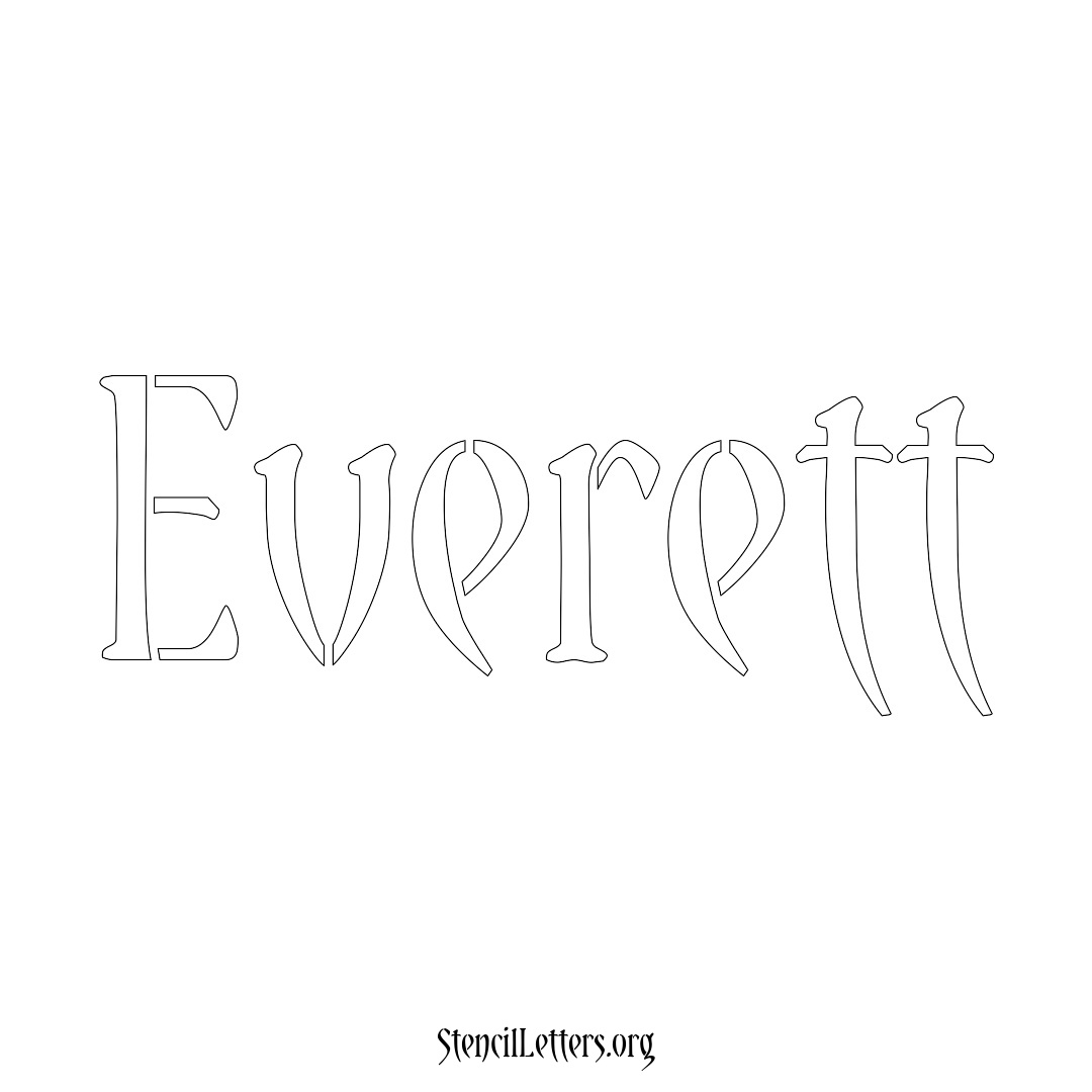 Everett name stencil in Vintage Brush Lettering