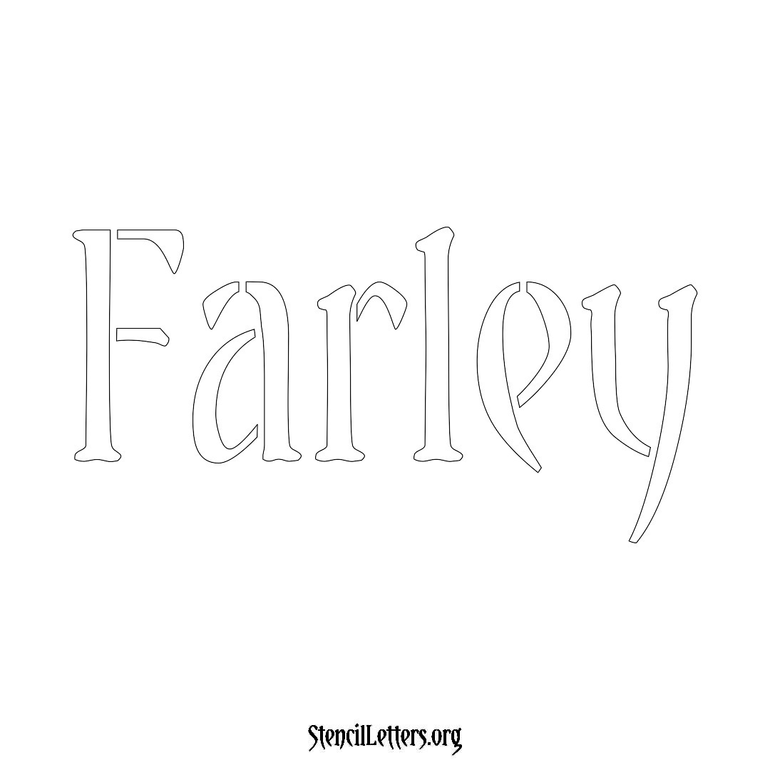 Farley name stencil in Vintage Brush Lettering