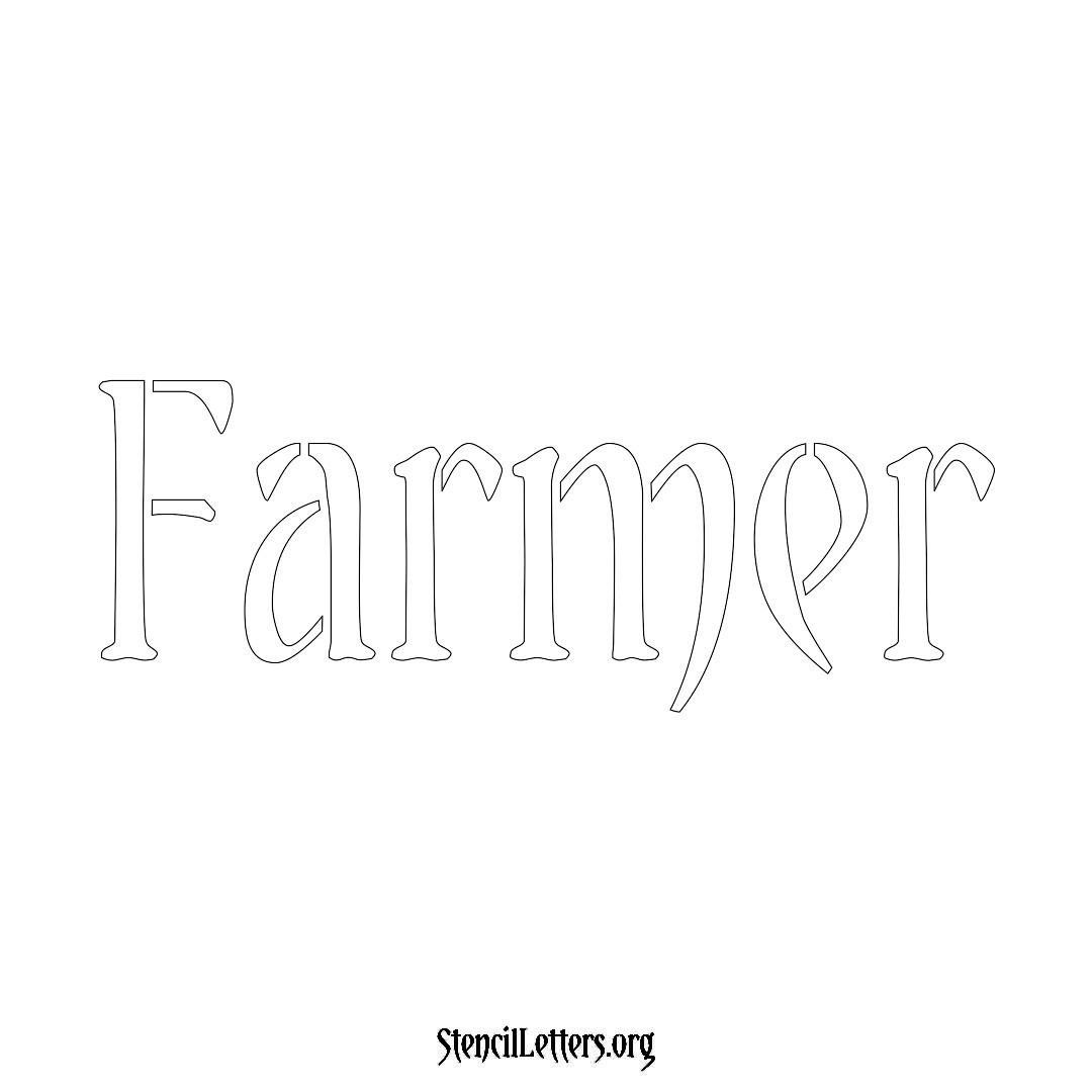 Farmer name stencil in Vintage Brush Lettering