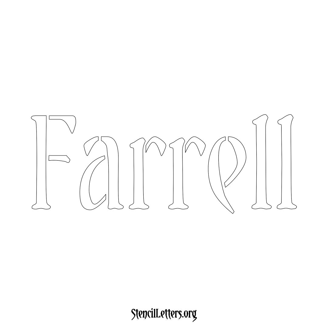 Farrell name stencil in Vintage Brush Lettering