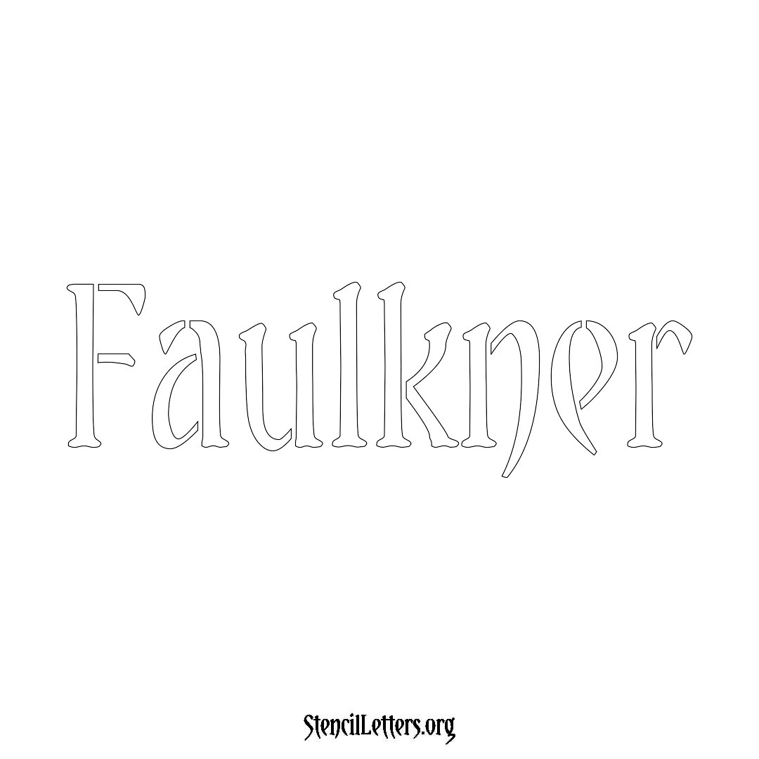 Faulkner name stencil in Vintage Brush Lettering