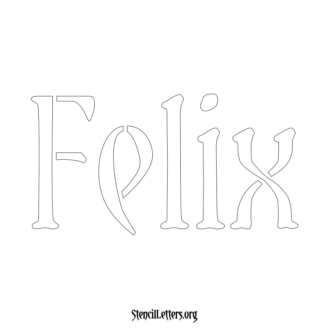 Felix name stencil in Vintage Brush Lettering