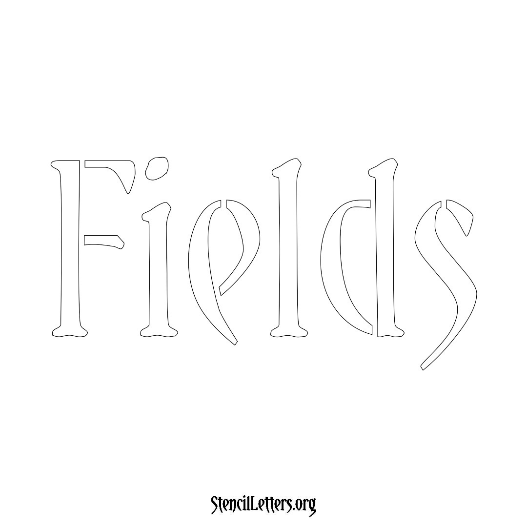 Fields name stencil in Vintage Brush Lettering